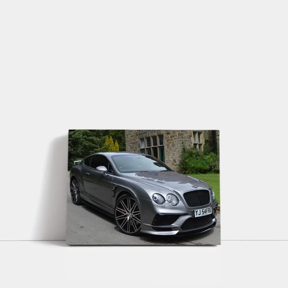 Bentley Continental GT Gray Coupe Stone Building – Wall Art