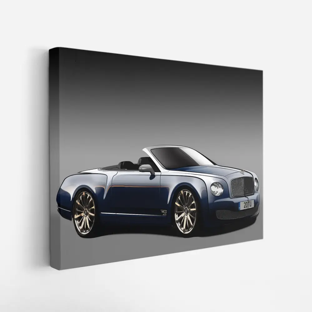 Bentley Mulsanne Convertible Dark Blue Gray Background – Wall Art