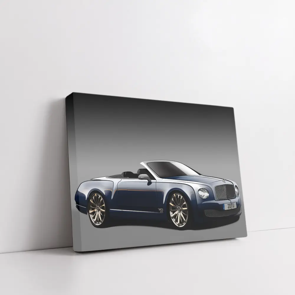 Bentley Mulsanne Convertible Dark Blue Gray Background – Wall Art