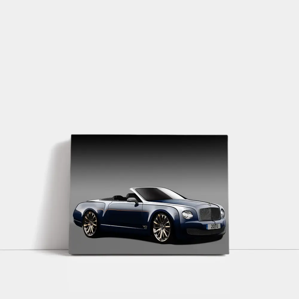 Bentley Mulsanne Convertible Dark Blue Gray Background – Wall Art
