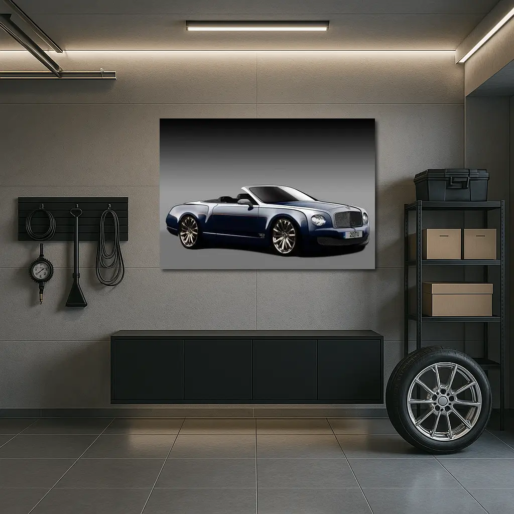 Bentley Mulsanne Convertible Dark Blue Gray Background – Wall Art