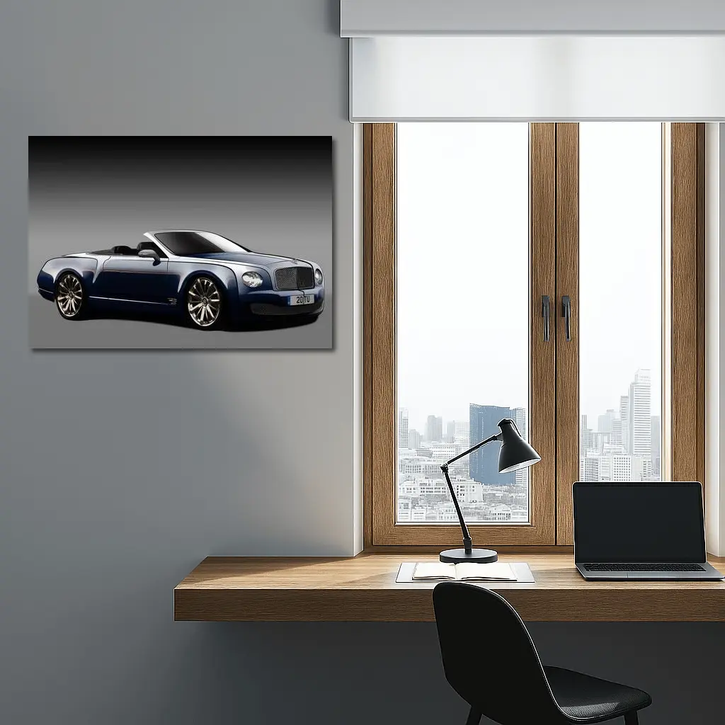 Bentley Mulsanne Convertible Dark Blue Gray Background – Wall Art