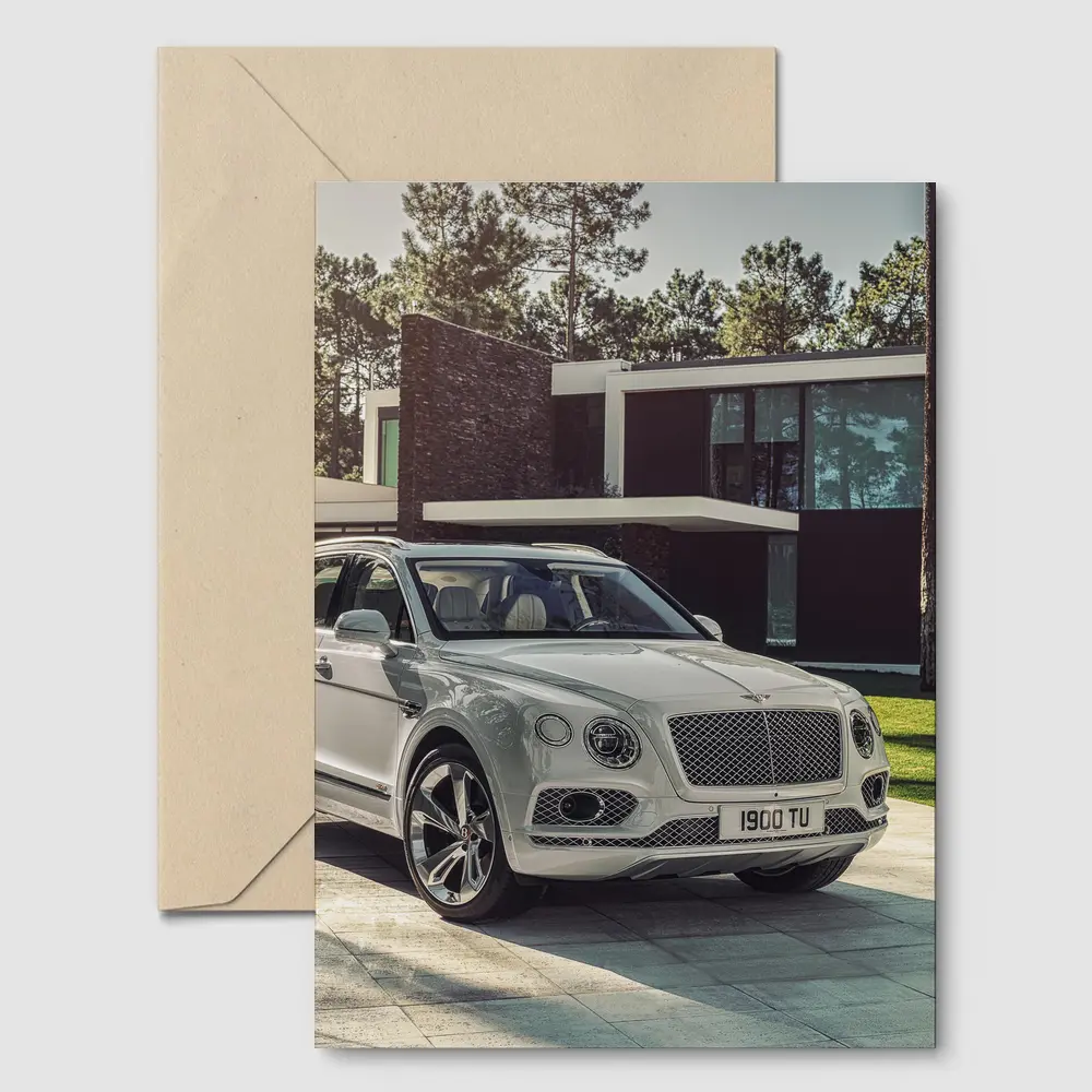 Bentley Bentayga SUV Parked Outside Modern Villa – Postcards