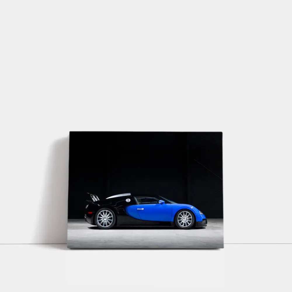 Bugatti Veyron Blue Black Studio Side View – Wall Art