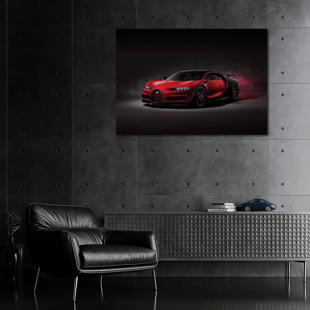 Bugatti Chiron Sport Red Dark Background – Wall Art