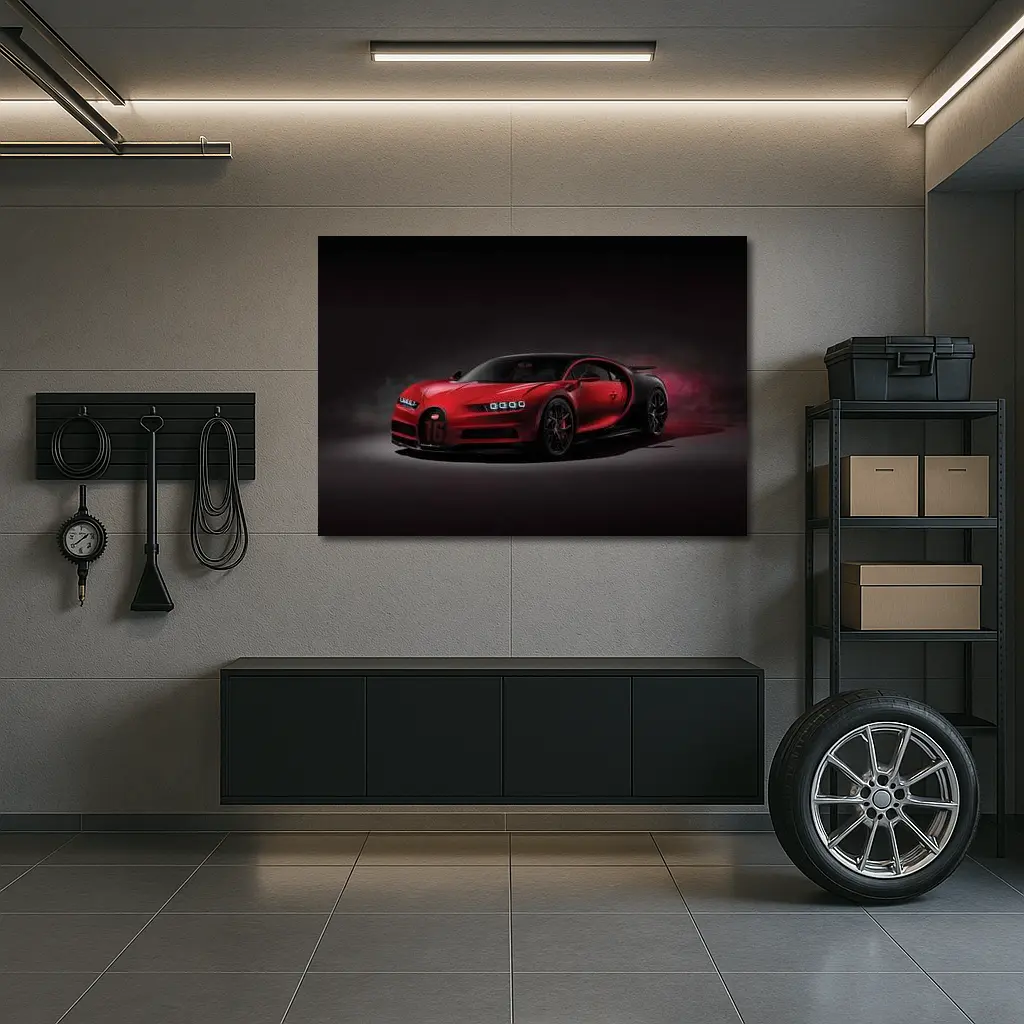 Bugatti Chiron Sport Red Dark Background – Wall Art