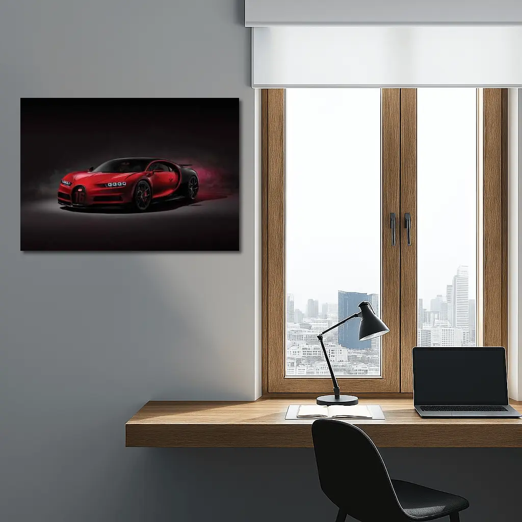 Bugatti Chiron Sport Red Dark Background – Wall Art