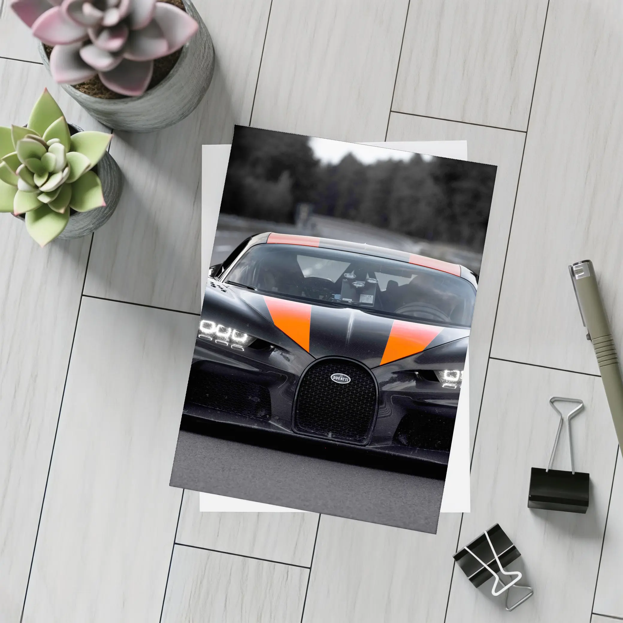 Bugatti Chiron Super Sport Black Orange Road – Postcards
