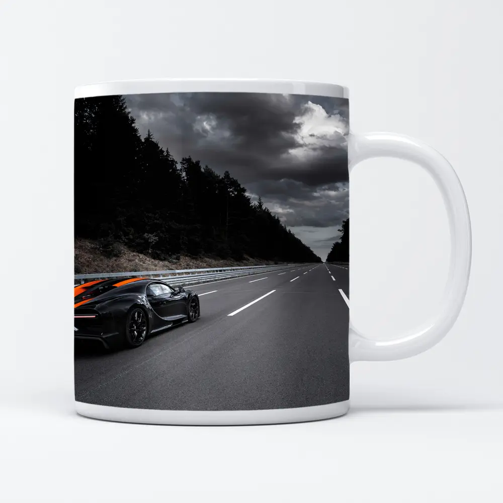 Bugatti Chiron Super Sport Empty Highway Dark Sky – Mugs