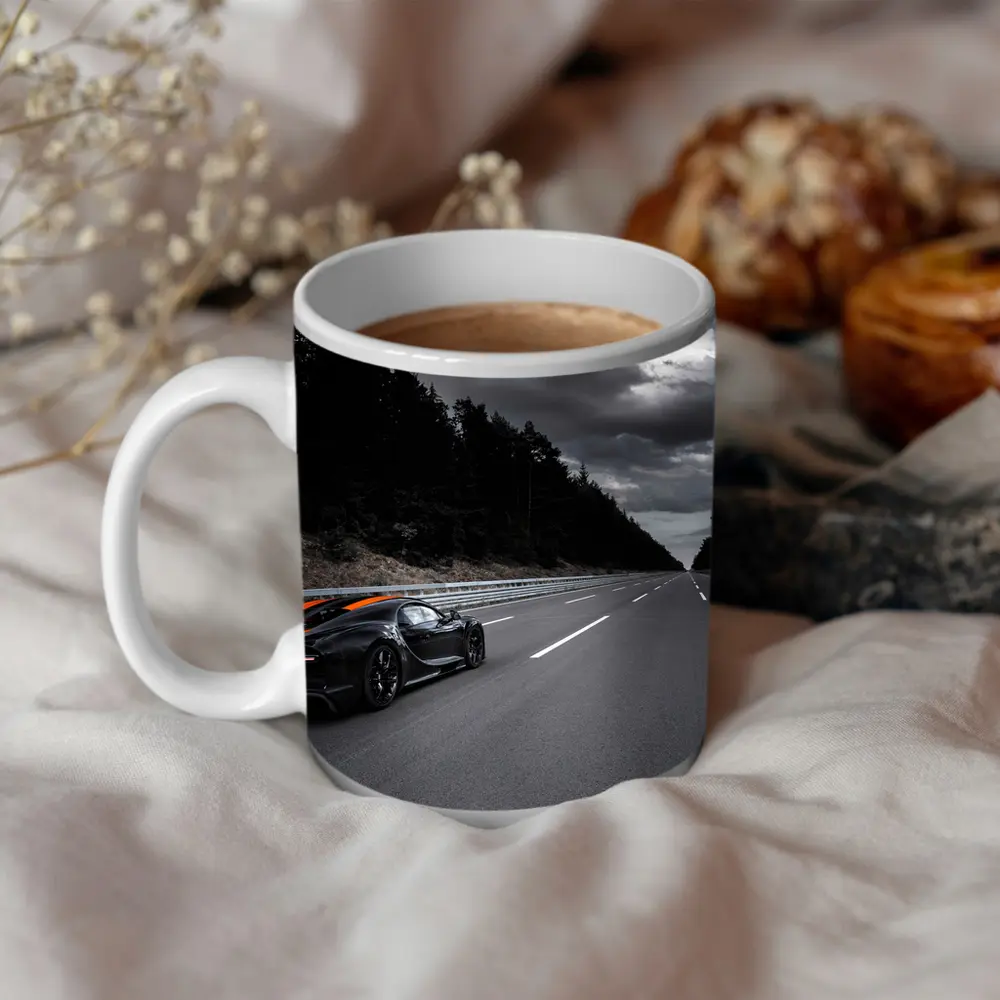 Bugatti Chiron Super Sport Empty Highway Dark Sky – Mugs