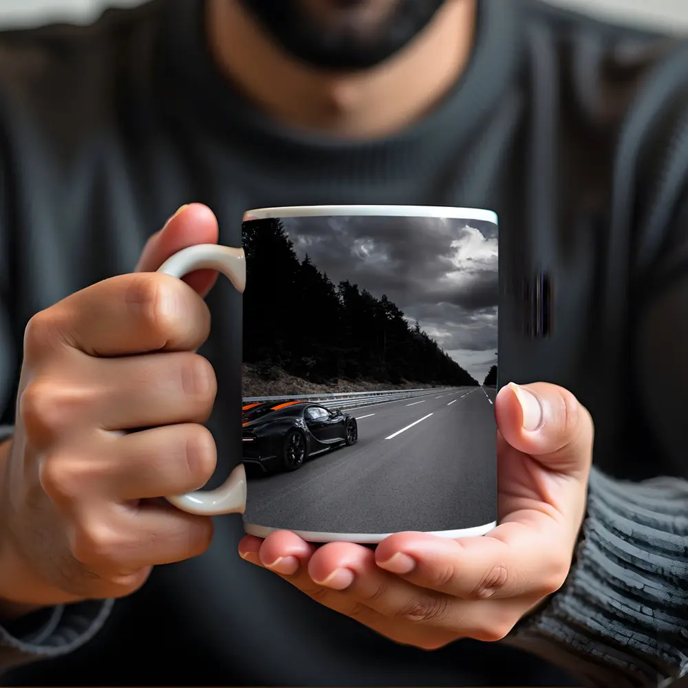 Bugatti Chiron Super Sport Empty Highway Dark Sky – Mugs