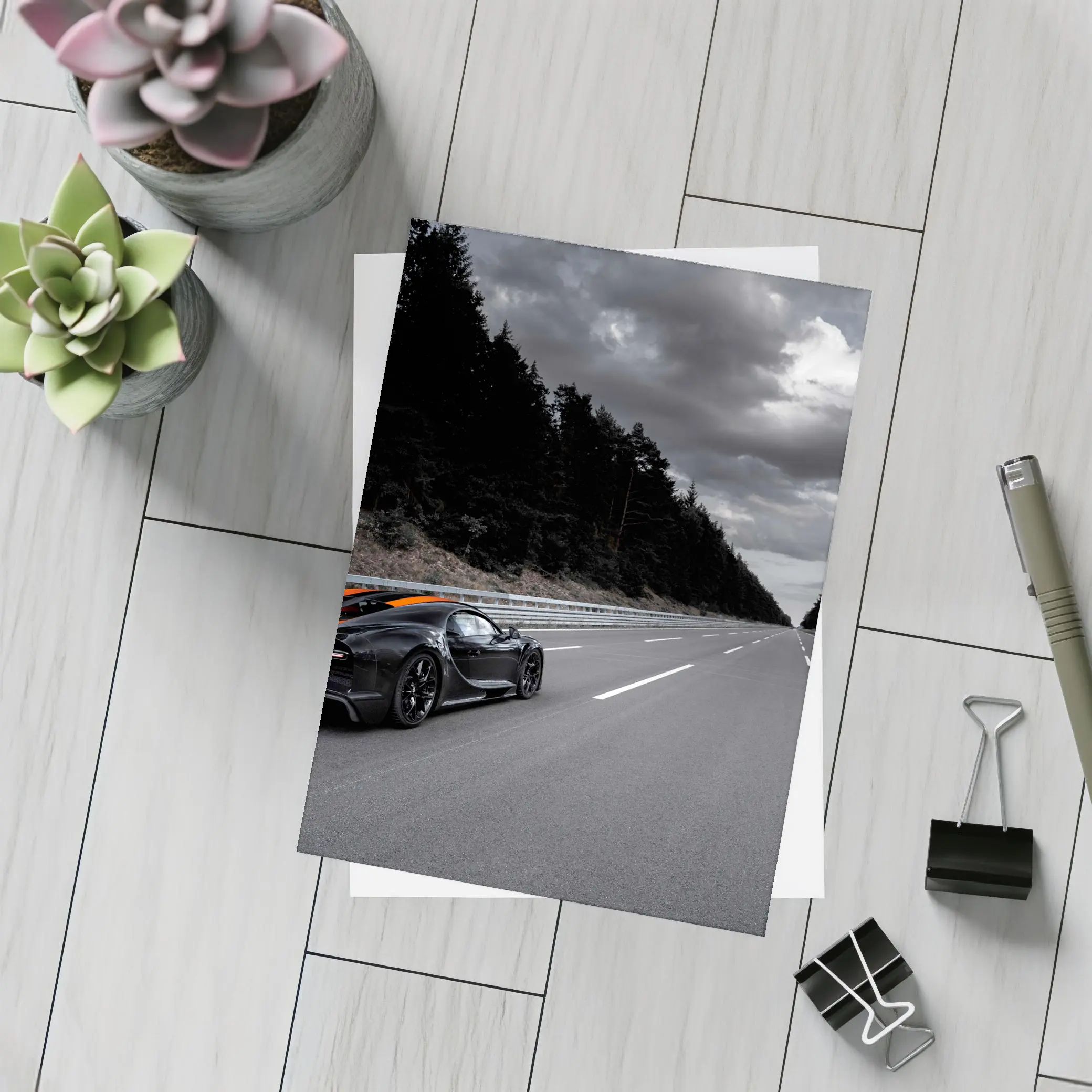Bugatti Chiron Super Sport Empty Highway Dark Sky – Postcards