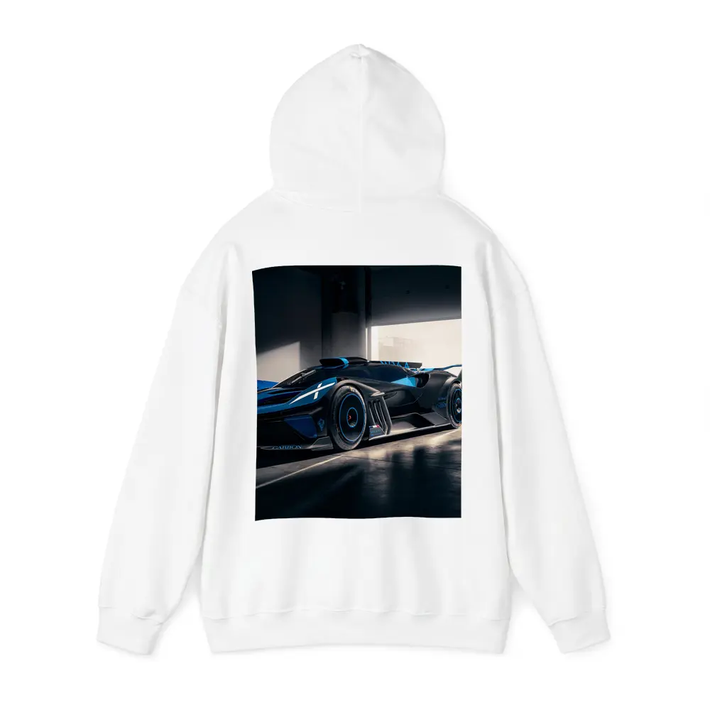 Bugatti Bolide Dark Blue Garage Setting – Hoodies
