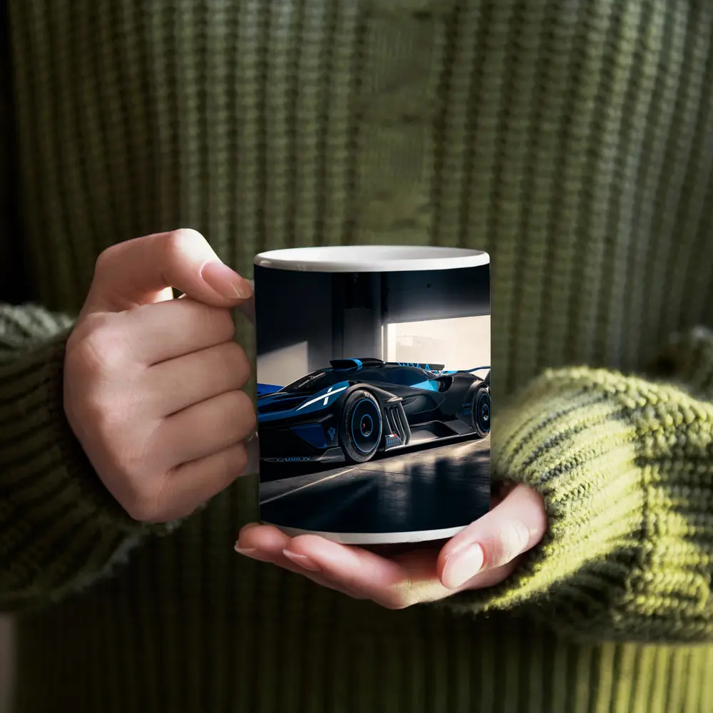 Bugatti Bolide Dark Blue Garage Setting – Mugs