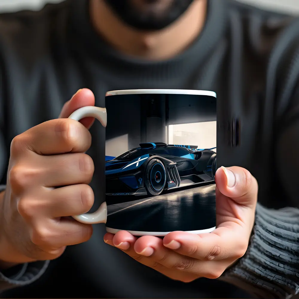 Bugatti Bolide Dark Blue Garage Setting – Mugs