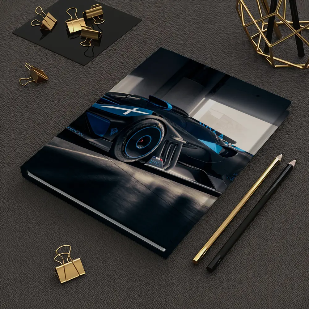 Bugatti Bolide Dark Blue Garage Setting – Notebooks