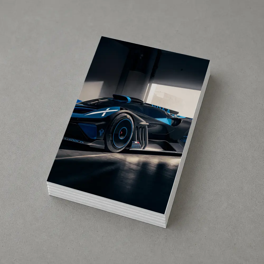 Bugatti Bolide Dark Blue Garage Setting – Postcards