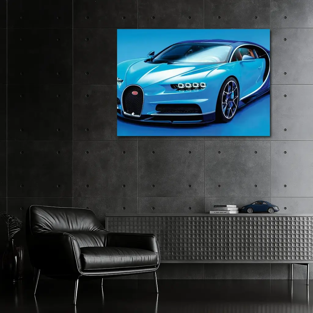 Bugatti Chiron Light Blue Studio Shot – Wall Art