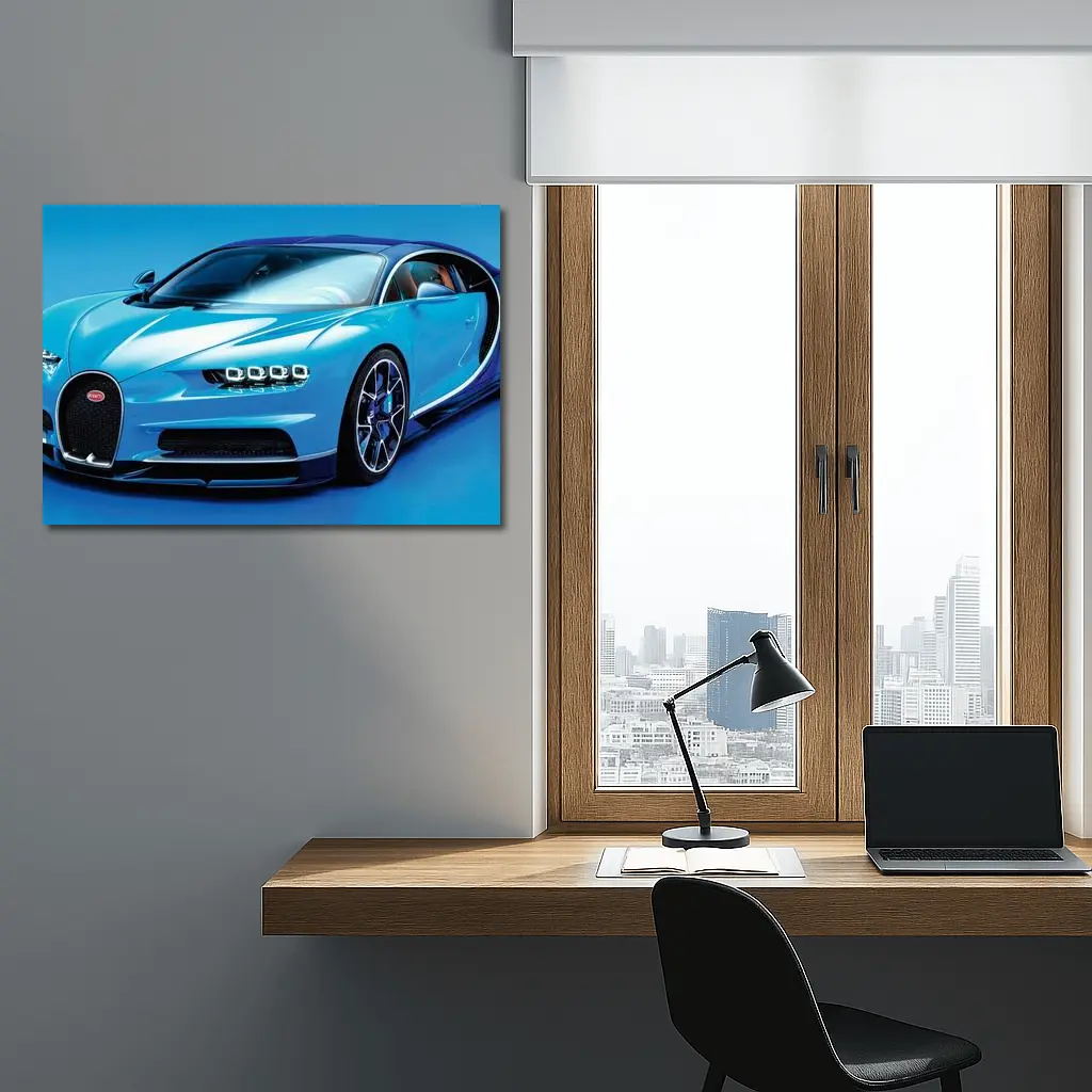 Bugatti Chiron Light Blue Studio Shot – Wall Art