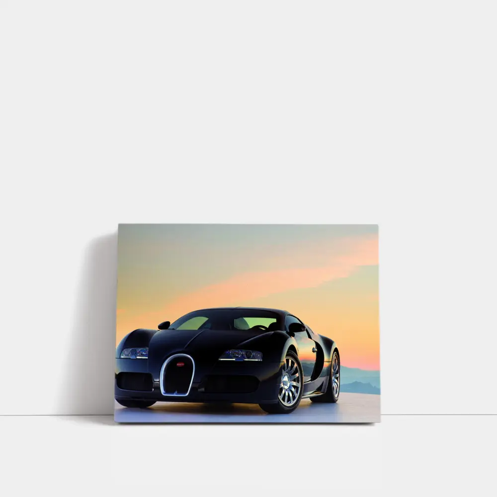 Bugatti Veyron Black Supercar Sunset Sky – Wall Art