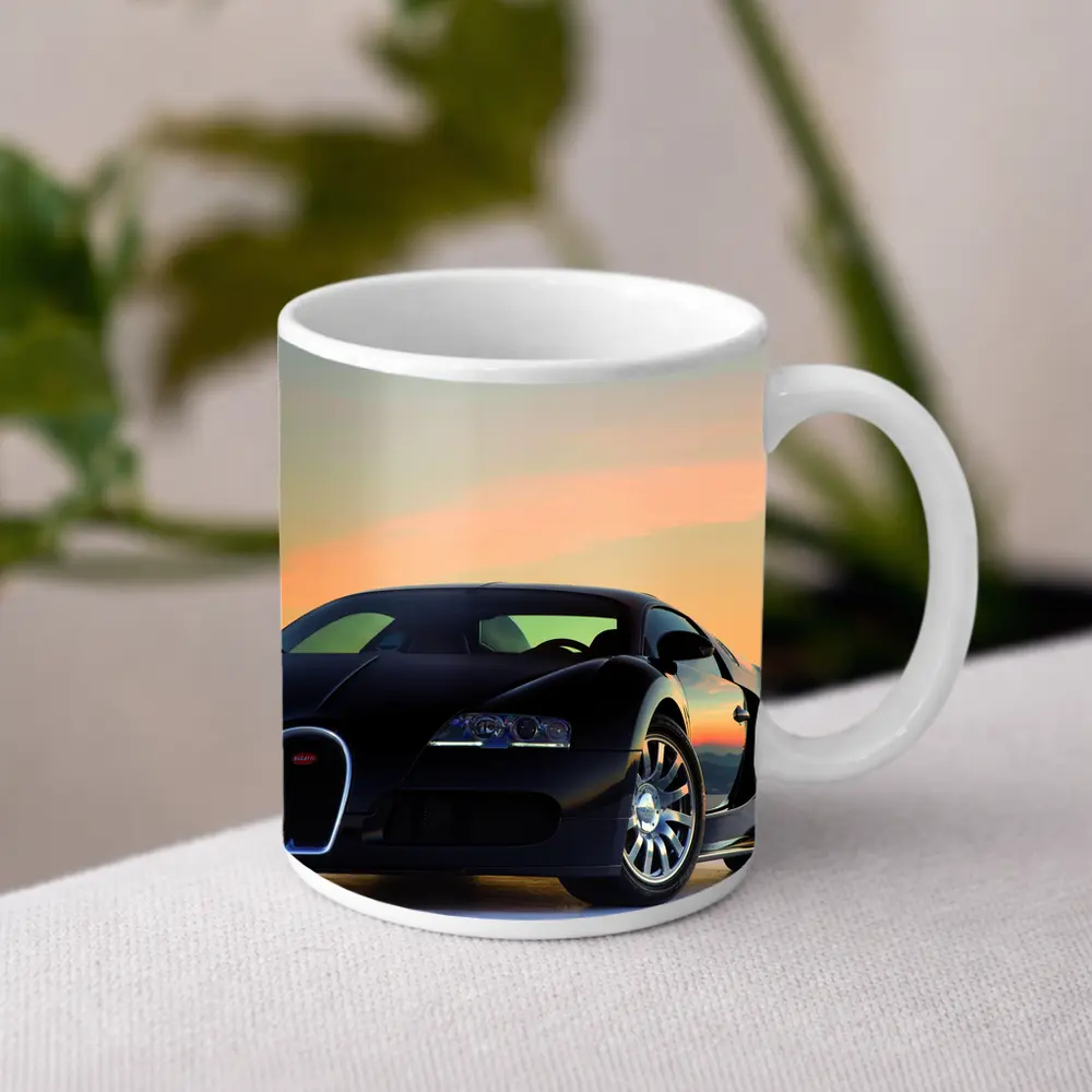 Bugatti Veyron Black Supercar Sunset Sky – Mugs