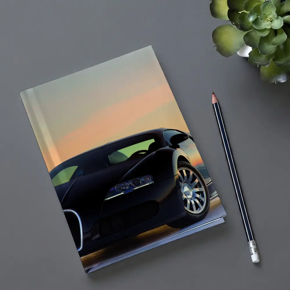 Bugatti Veyron Black Supercar Sunset Sky – Notebooks