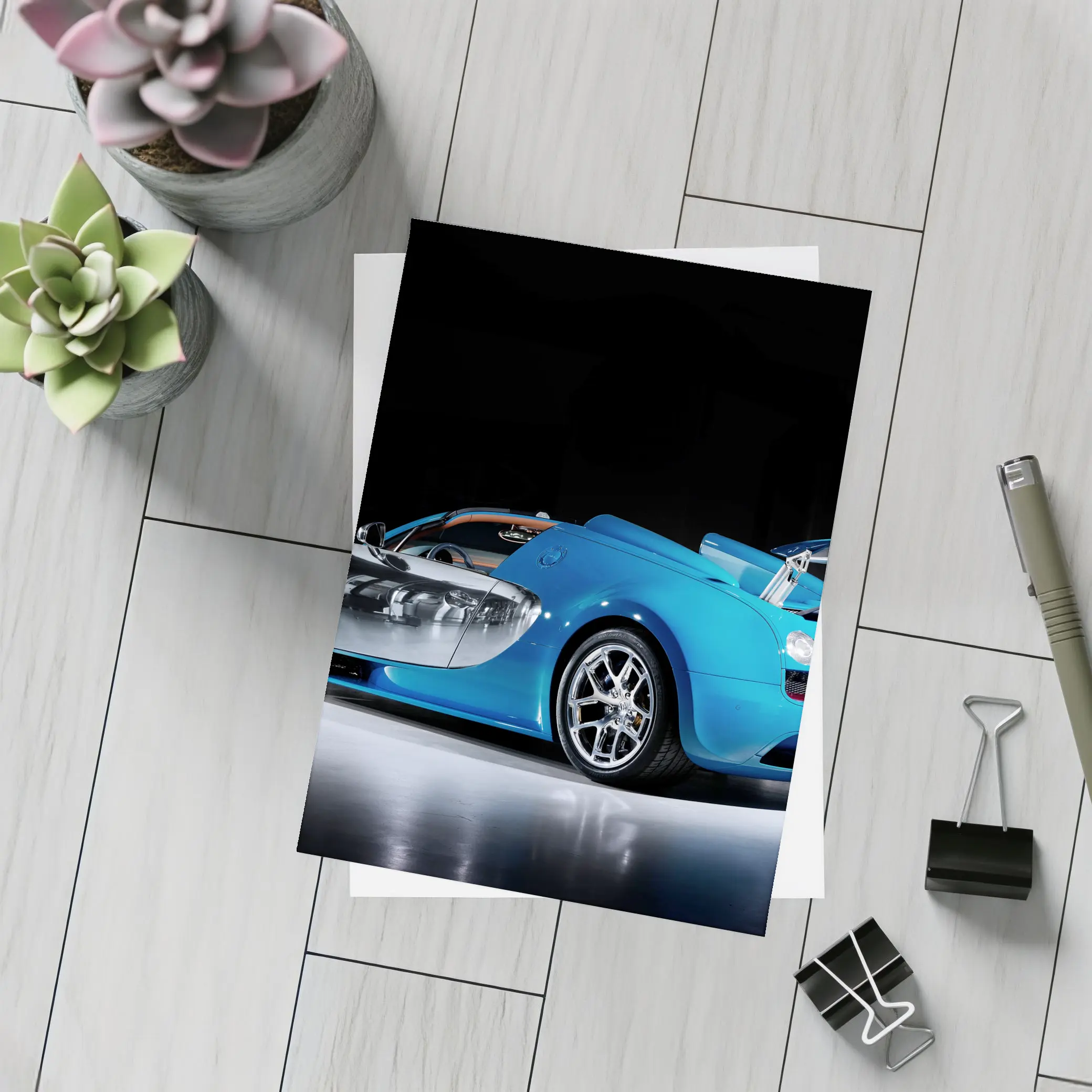 Bugatti Veyron Grand Sport Blue Studio Shot – Postcards