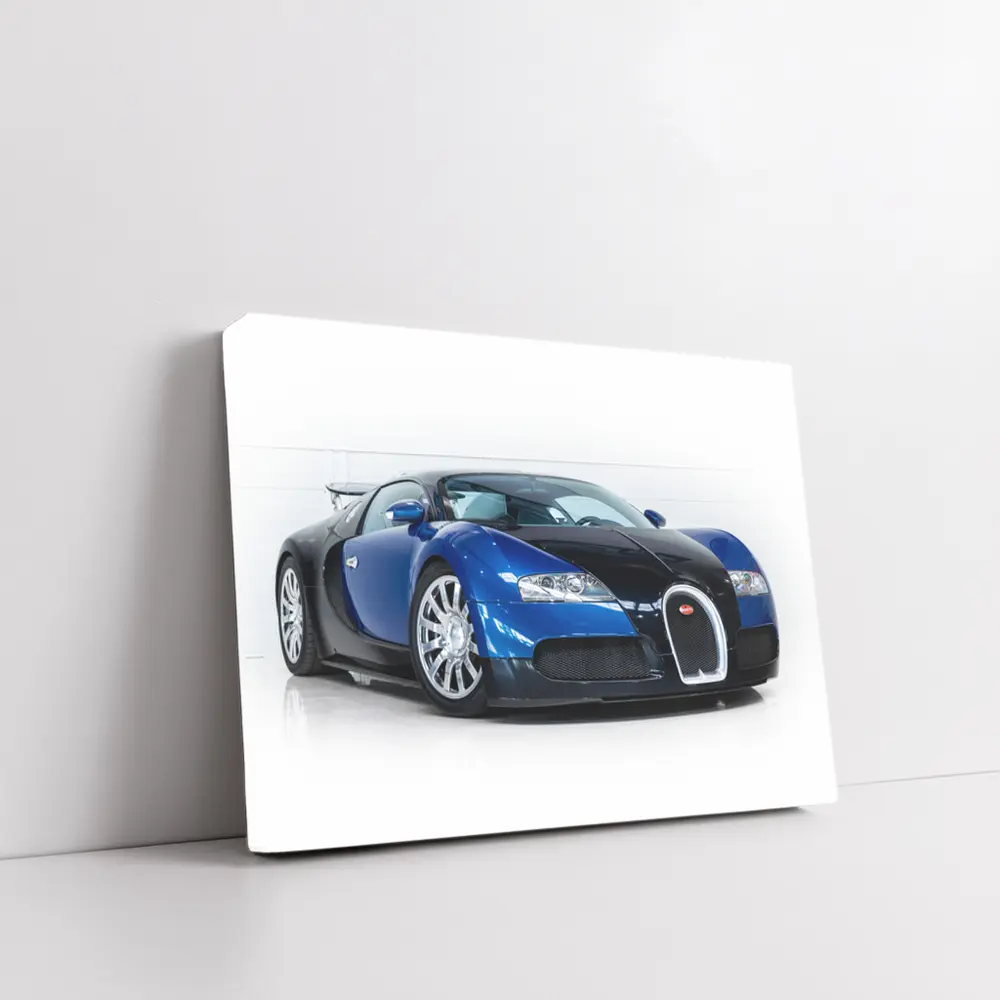 Bugatti Veyron Blue Black White Studio – Wall Art