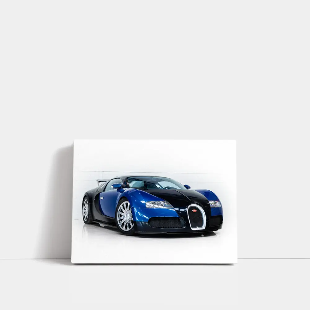 Bugatti Veyron Blue Black White Studio – Wall Art