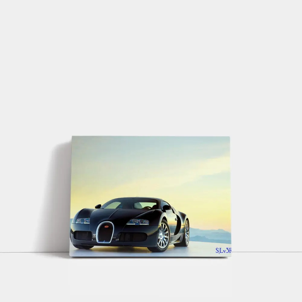 Bugatti Veyron Black Supercar Sky Background – Wall Art
