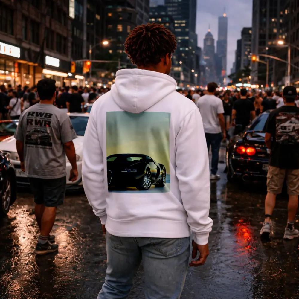 Bugatti Veyron Black Supercar Sky Background – Hoodies