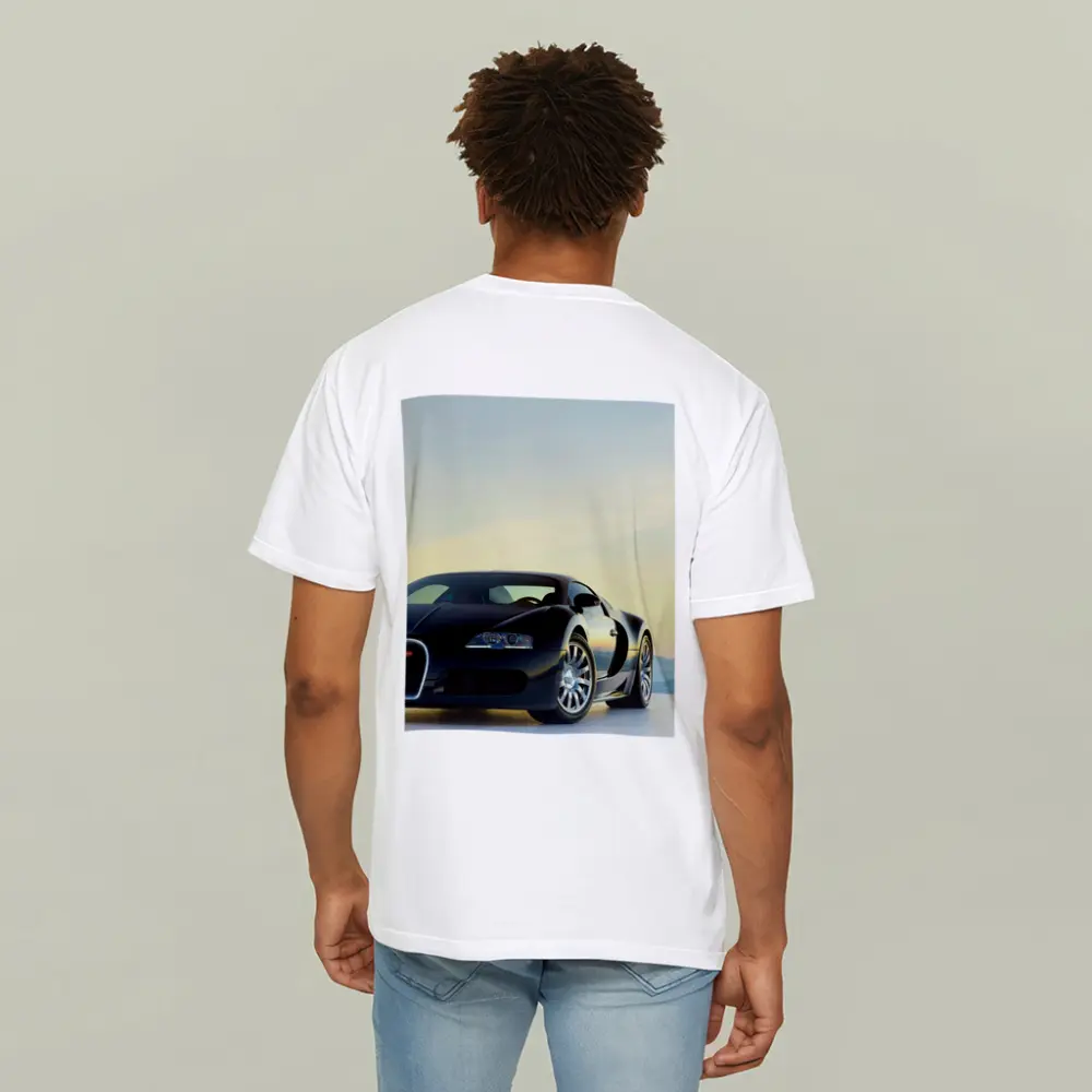 Bugatti Veyron Black Supercar Sky Background – T-Shirts
