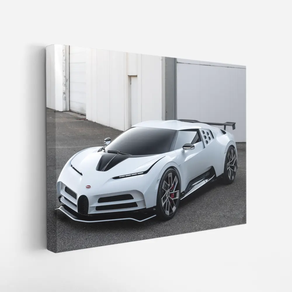 Bugatti Centodieci White Hypercar Parked Outside – Wall Art