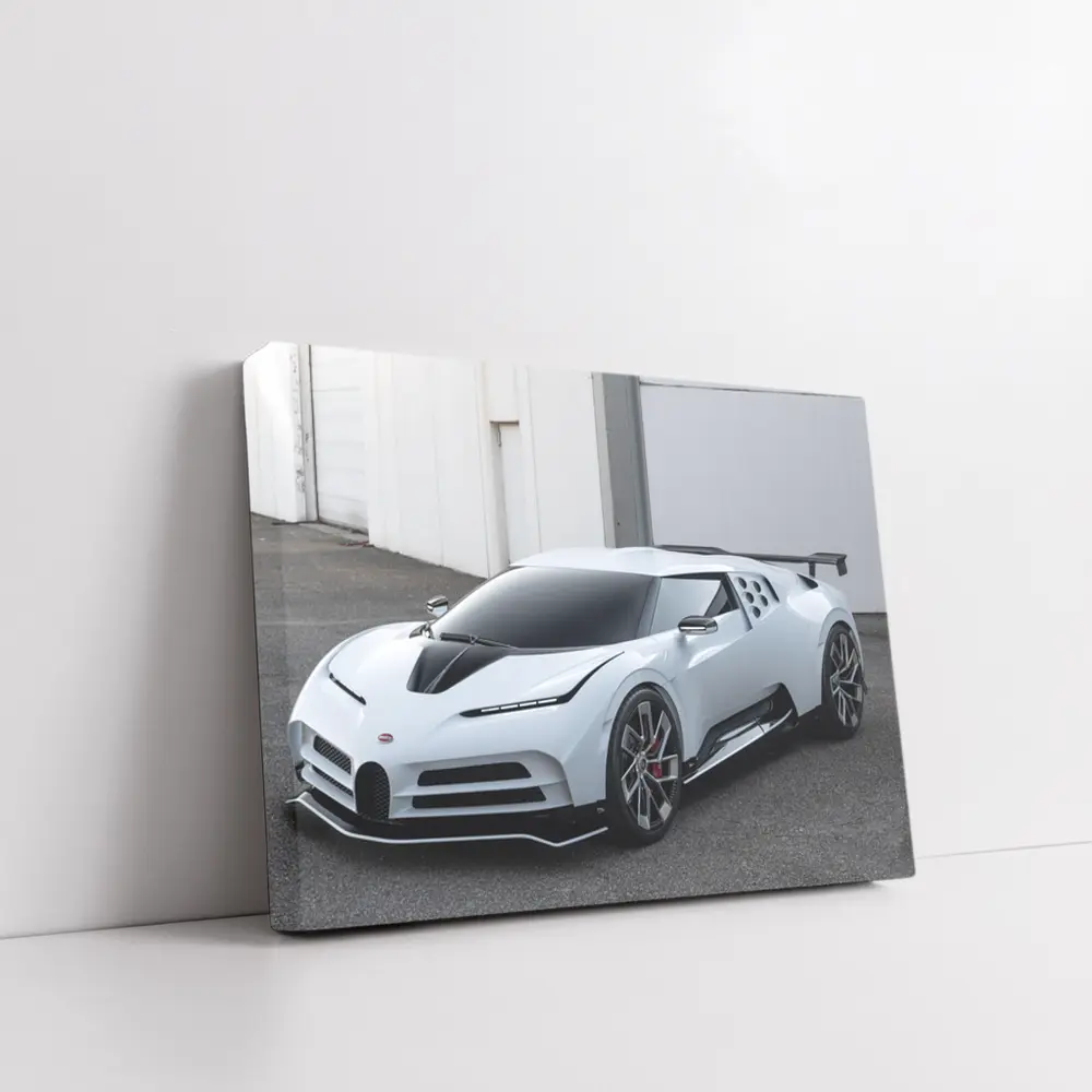Bugatti Centodieci White Hypercar Parked Outside – Wall Art
