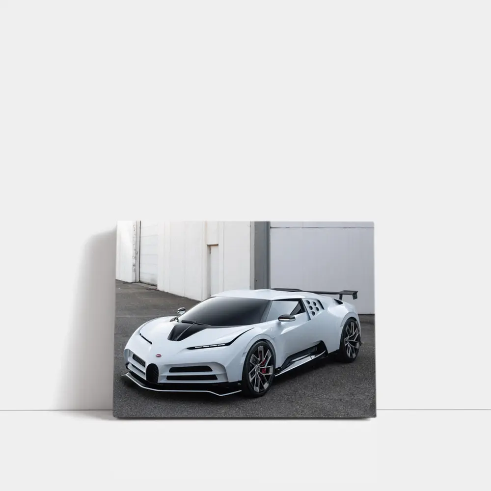 Bugatti Centodieci White Hypercar Parked Outside – Wall Art