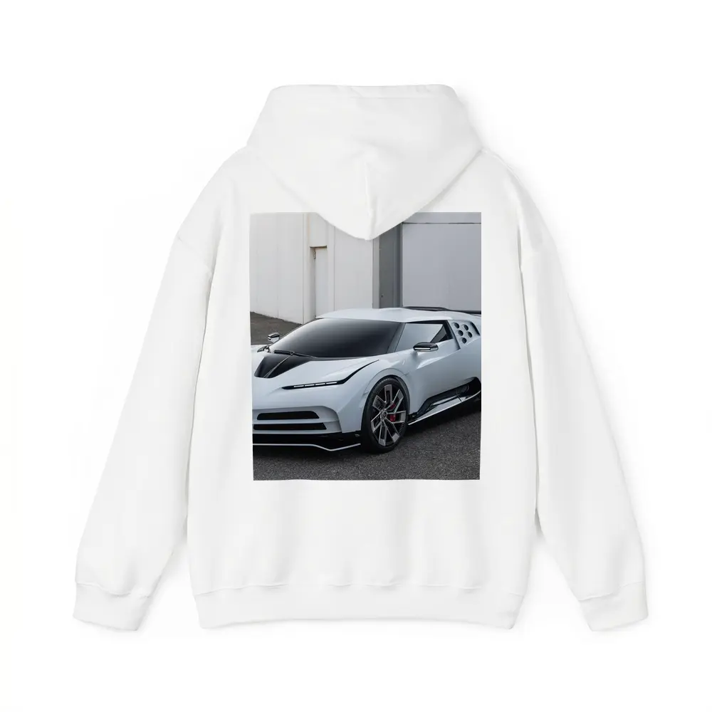 Bugatti Centodieci White Hypercar Parked Outside – Hoodies