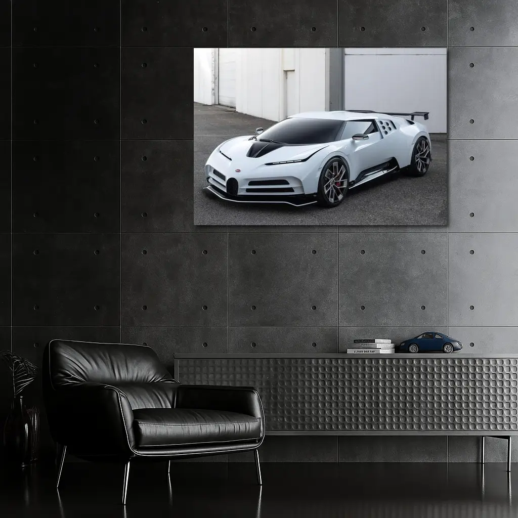 Bugatti Centodieci White Hypercar Parked Outside – Wall Art
