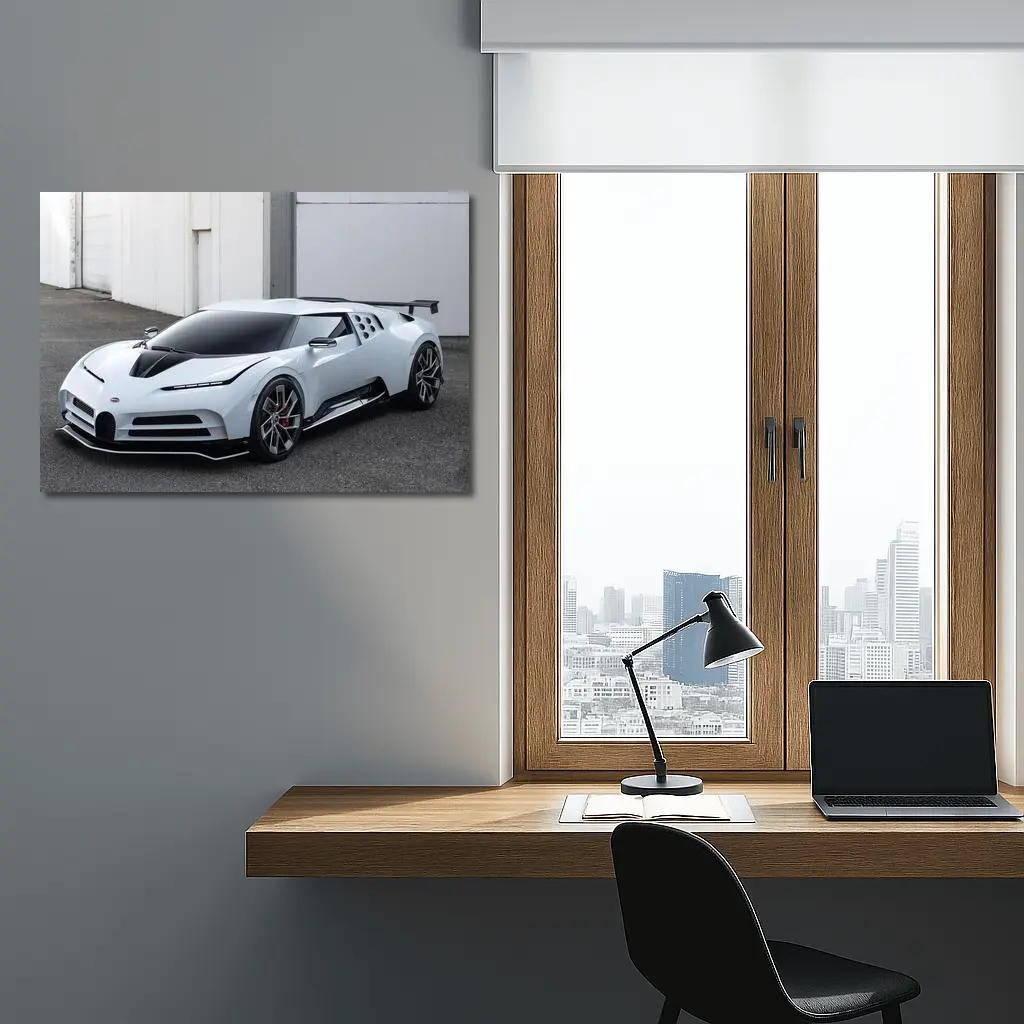 Bugatti Centodieci White Hypercar Parked Outside – Wall Art
