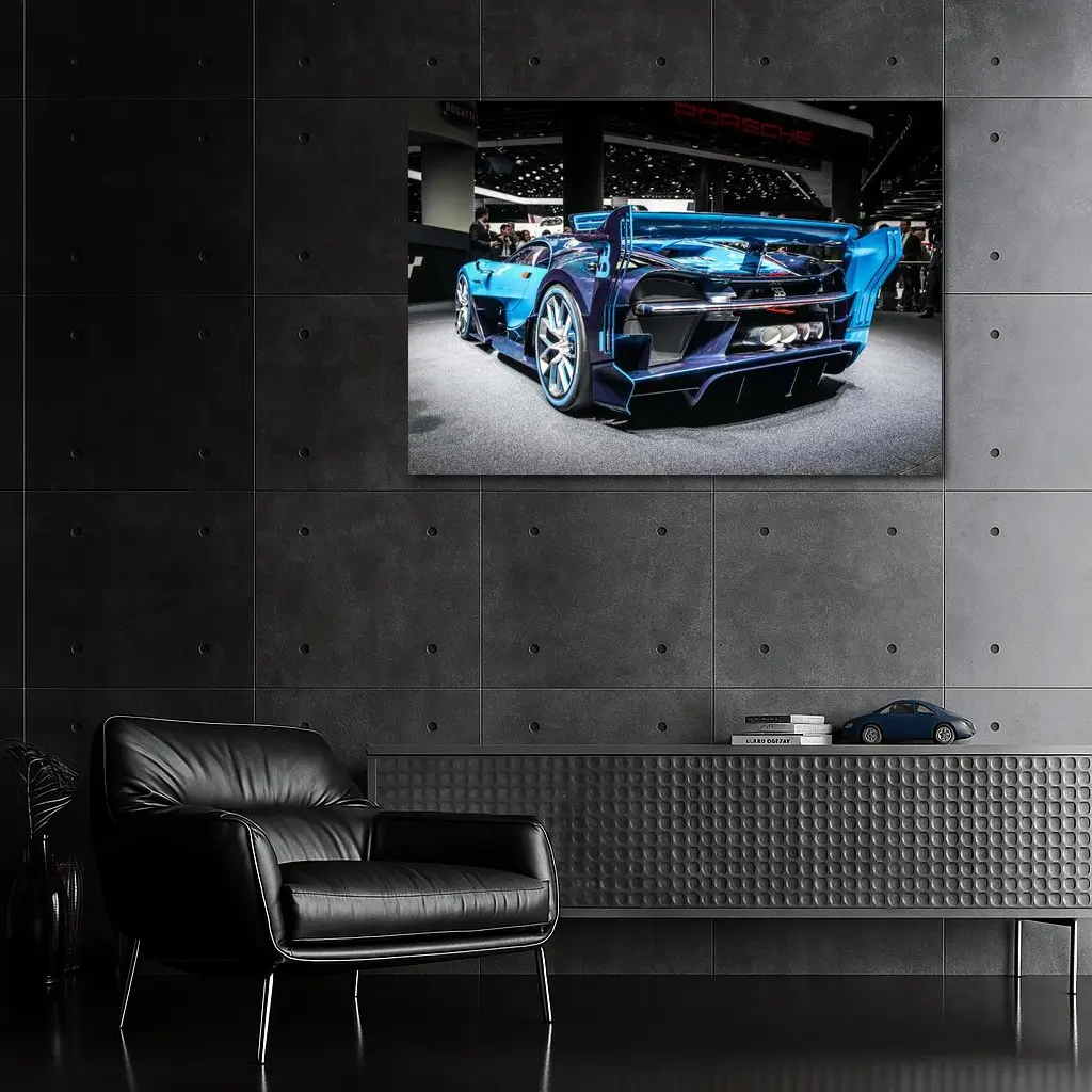 Bugatti Vision Gran Turismo Blue Auto Show – Wall Art
