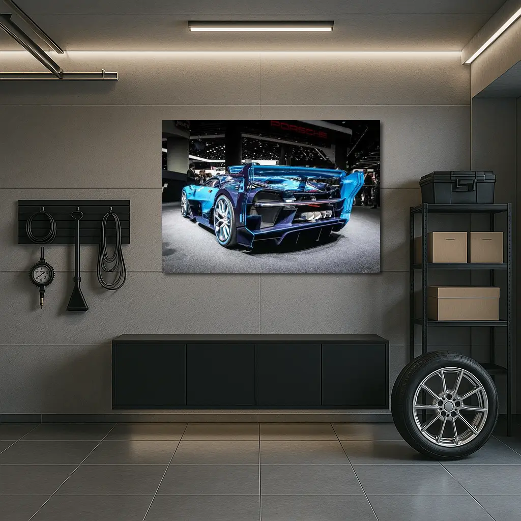 Bugatti Vision Gran Turismo Blue Auto Show – Wall Art