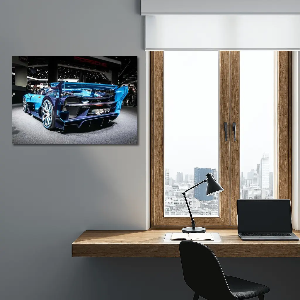 Bugatti Vision Gran Turismo Blue Auto Show – Wall Art