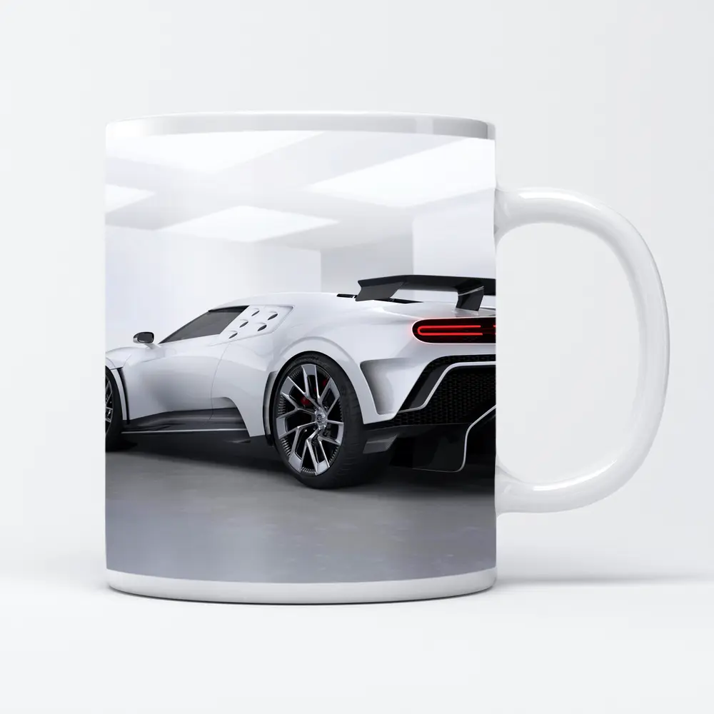 Bugatti Centodieci White Hypercar Studio Shot – Mugs