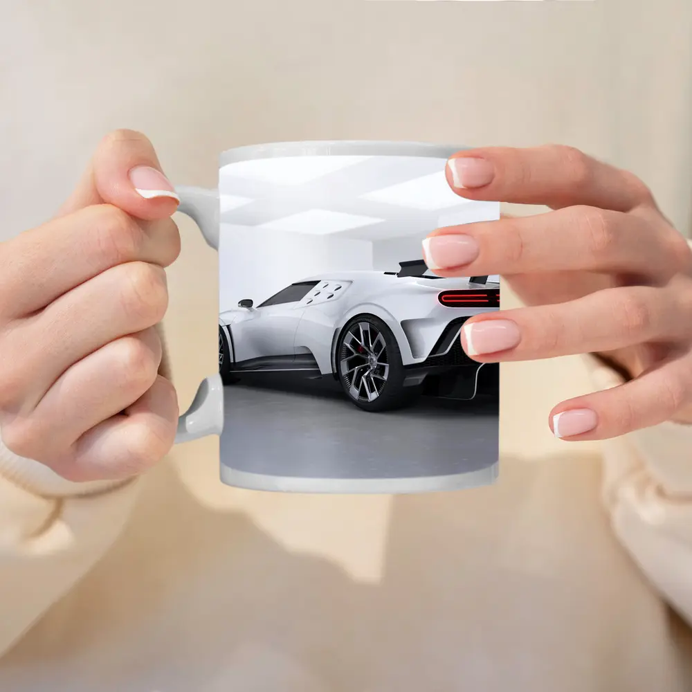 Bugatti Centodieci White Hypercar Studio Shot – Mugs