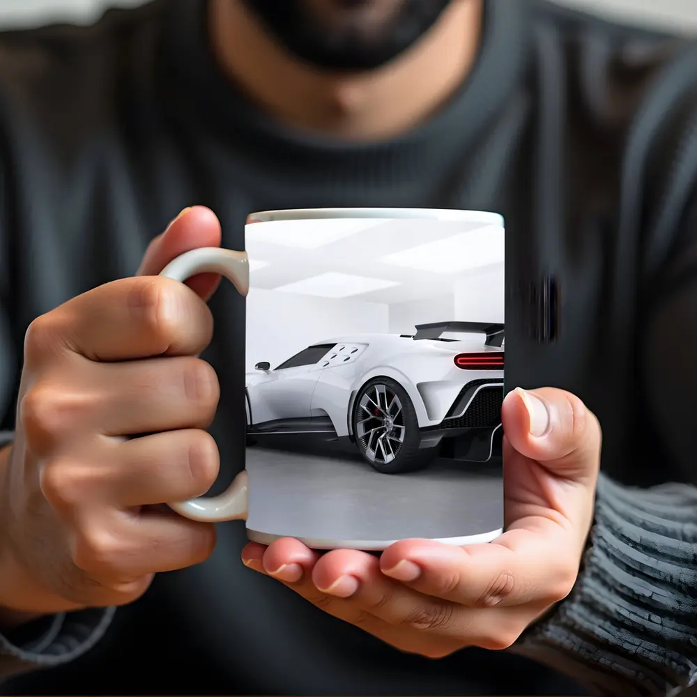 Bugatti Centodieci White Hypercar Studio Shot – Mugs