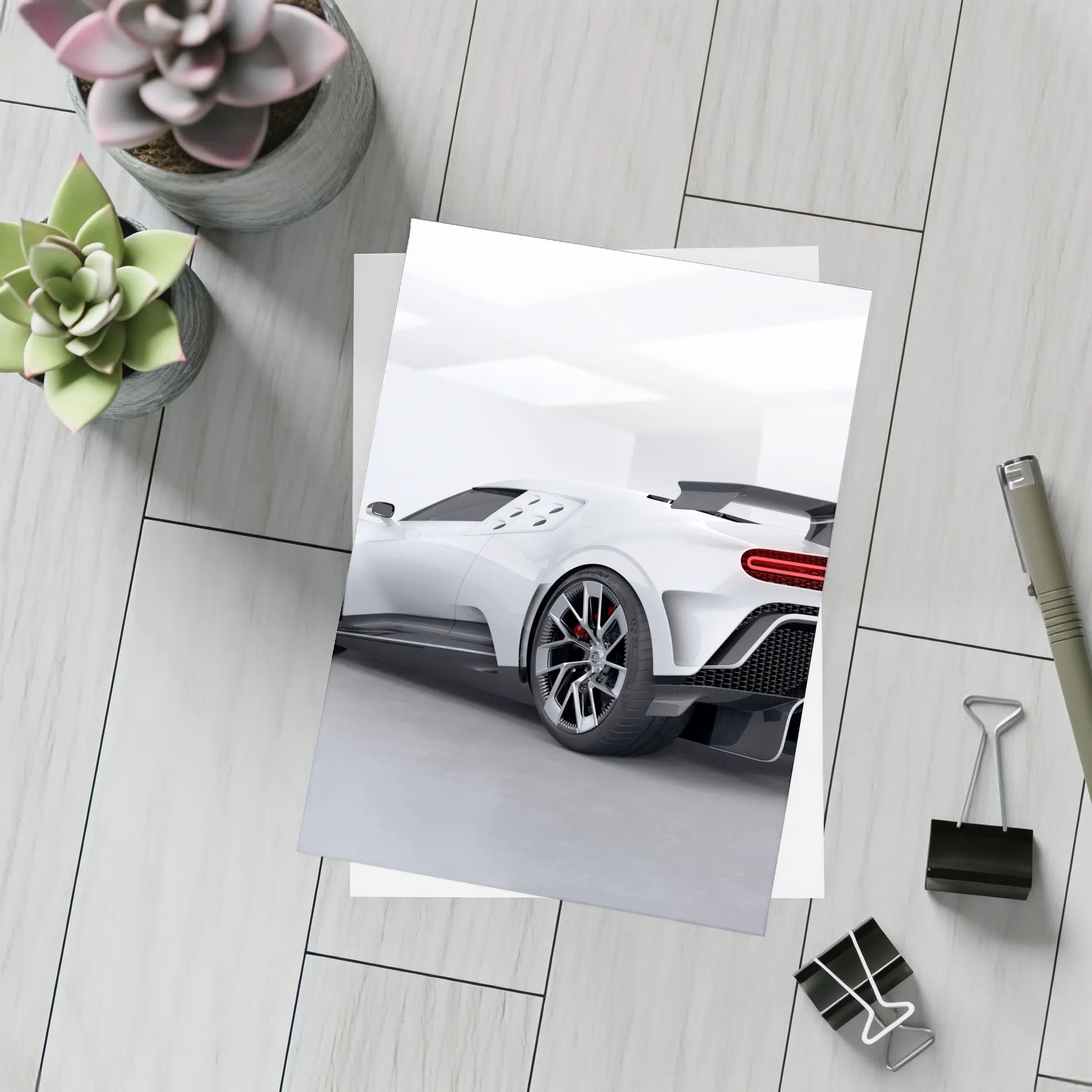 Bugatti Centodieci White Hypercar Studio Shot – Postcards
