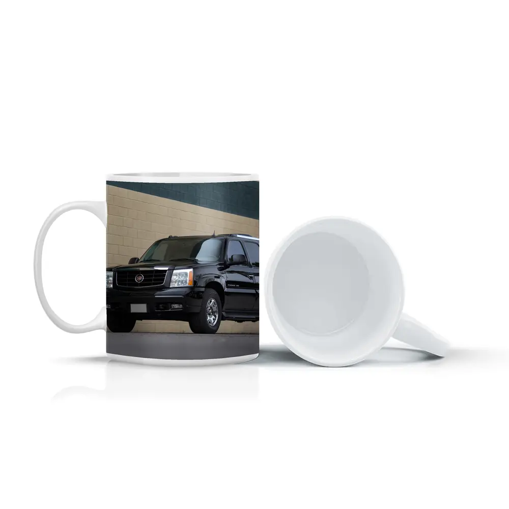 Cadillac Escalade Black SUV Industrial Background – Mugs