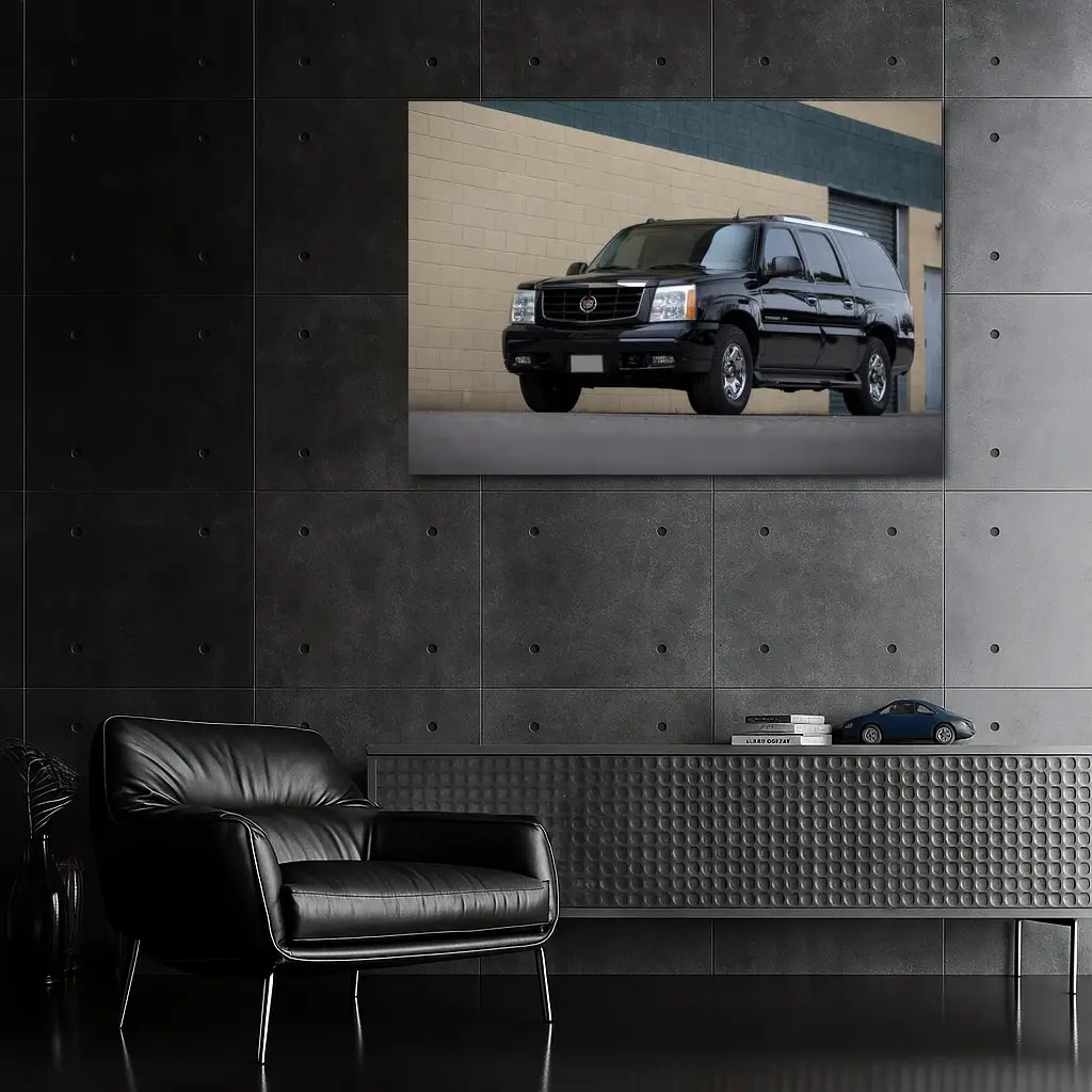 Cadillac Escalade Black SUV Industrial Background – Wall Art