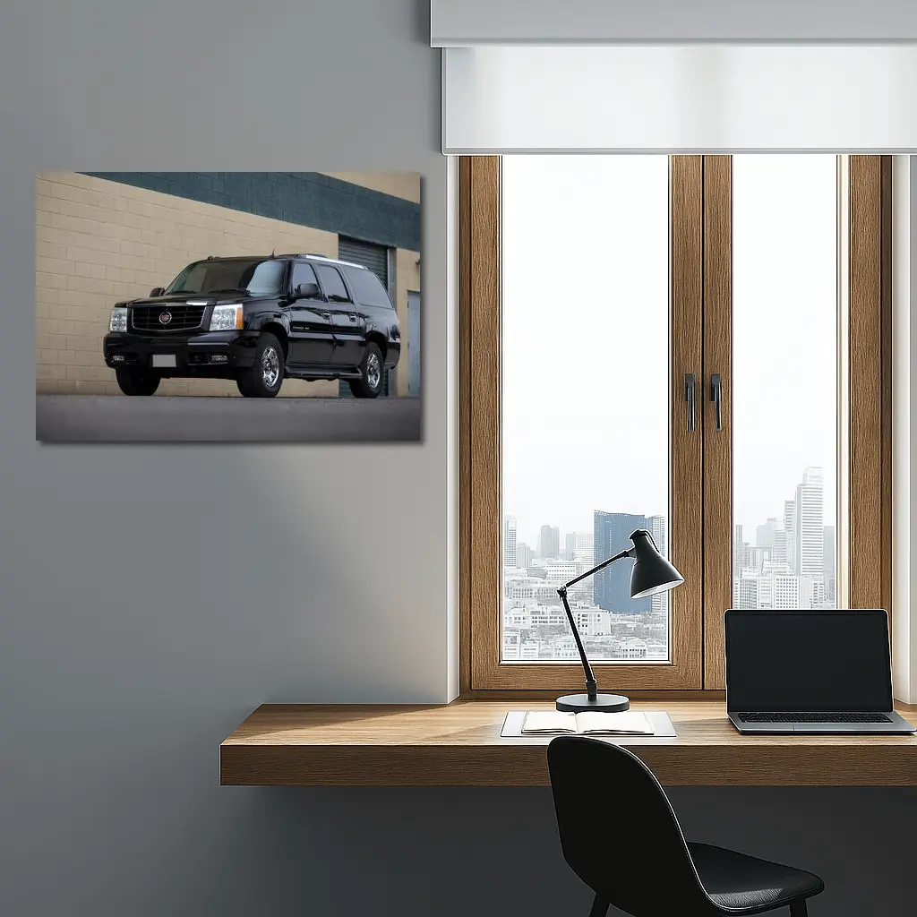 Cadillac Escalade Black SUV Industrial Background – Wall Art