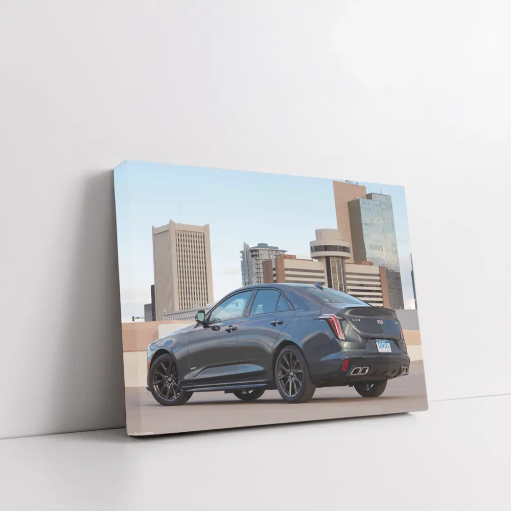 Cadillac CT4 V Gray Sedan City Background – Wall Art