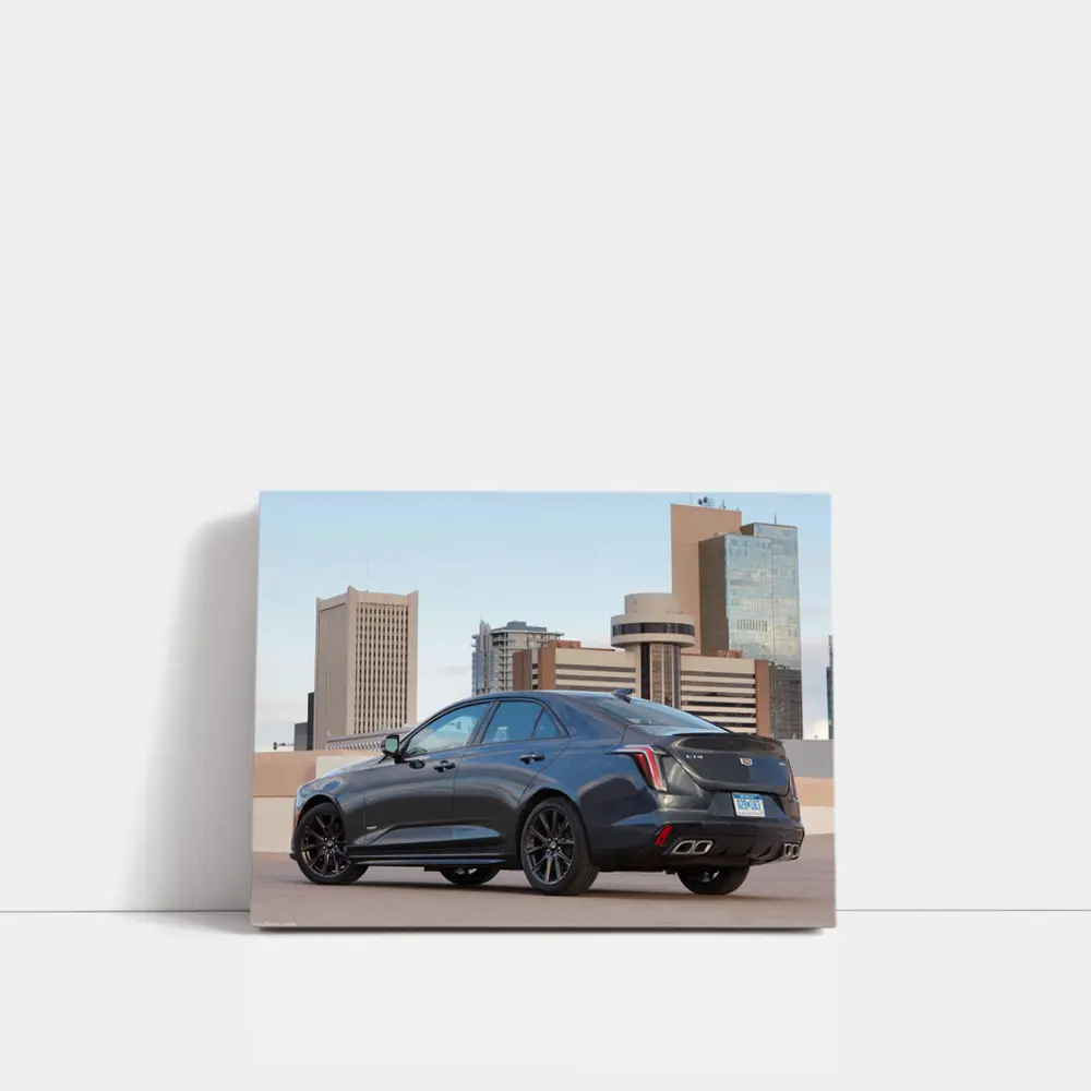 Cadillac CT4 V Gray Sedan City Background – Wall Art